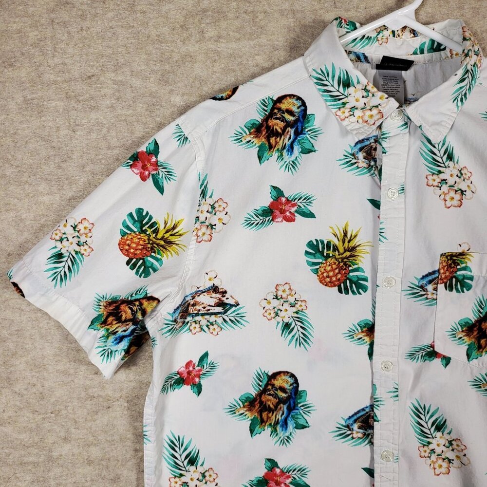 Star Wars Hawaiian Shirt, Chewbacca, Men's Medium Floral All Over‎ Print Casual